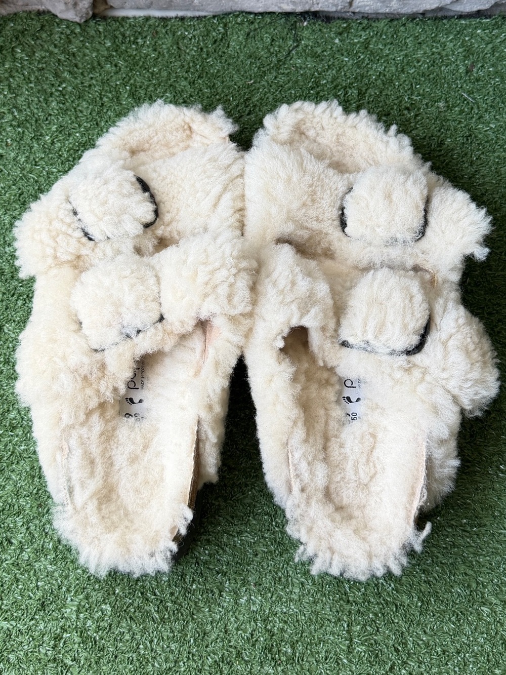 Birkenstock Papillio Arizona Big Buckle Shearling Teddy Eggshell Women’s Sandals